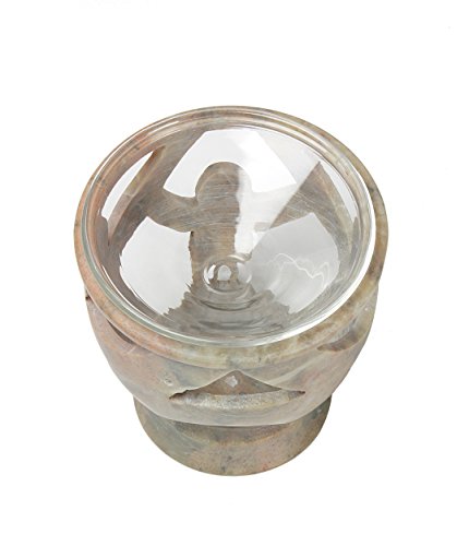 Aroma Oil Burner Candle Burner Tea Light Holder with Natural Soapstone Unique Cut-outs - Thumbnail 2