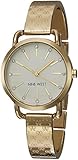 Nine West Women's NW/2102SVGB Crystal Accented Gold-Tone Bangle Watch
