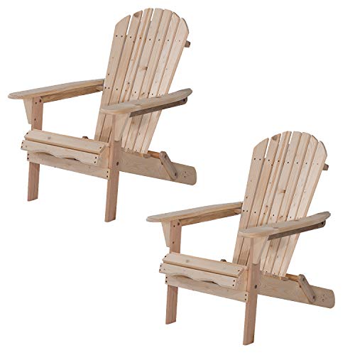 UHOM Outdoor Adirondack Wood Chair Foldable Patio Lawn Garden Furniture Set of 2