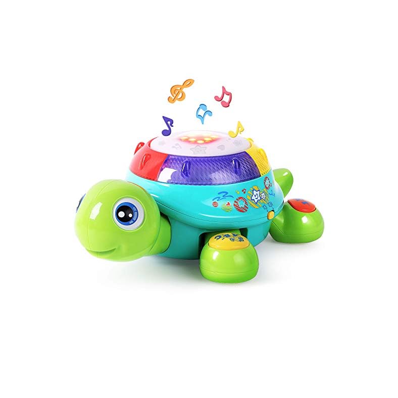 iPlay, iLearn Baby Musical Turtle Toy, Spanish English Bilingual Learning, Toddler Crawling Toys W/Light & Sound, Infant…