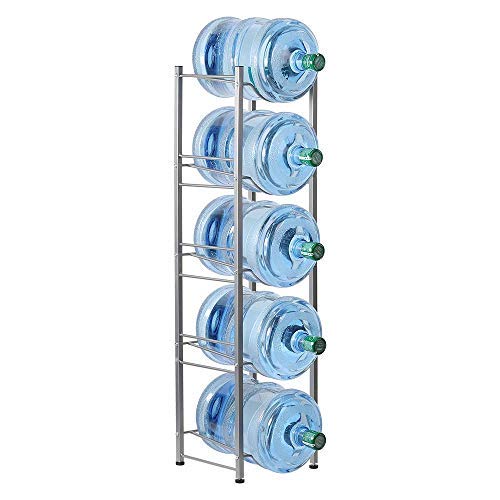 5-Tier Water Bottle Holder Cooler Jug Rack, 5 Gallon Water Bottle Storage Rack Detachable Heavy Duty Chrome Water Bottle Cabby Rack Caddy Carrier with Holderï¼ˆShip from US)