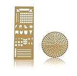 Stainless Steel Ruler Circle Stencil I DIY Letter Numbers Habit Tracker Template for Bullet Journal I Adult Kids Calendar Notebook Planner Agenda Scrapbook Album Craft Supplies - Gold