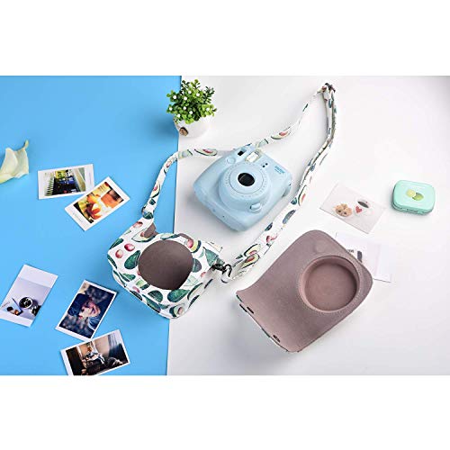 Katia Camera Case Bag Compatible for Fujifilm Instax Mini 9 Instant Film Camera, Also for Fujifilm Instax Mini 8 Instant Film Camera, with Accessories Pocket and Strap - Avocado