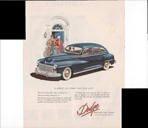 Image of Dodge Smoothest Car "Afloat" Lowest Priced Car With Fluid Drive A Dodge HAs Come Into Our Life Car Automobile 1948 Vintage Antique Advertisement