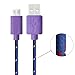 Josi Minea Micro USB Charge and Sync Cable with Rugged Nylon Braided Stylish Design - Pack of 3 Colorful Extra Long 10 Feet Cables