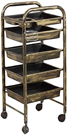 Five-Layer Retro Hairdressing Tool Cart Multi-Function Storage Tray Beauty Spa Rolling Trolley Metal Frame,2