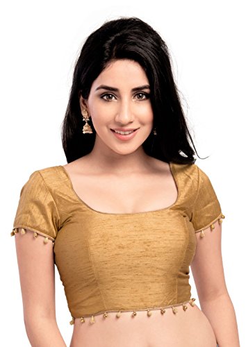Elegant Ready-made Silk Indian Gold Saree Blouse Choli - X-212