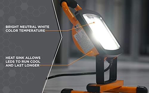 image for Woods WL40236S Portable LED Dual Head Work Light on Steel Tripod, 3000