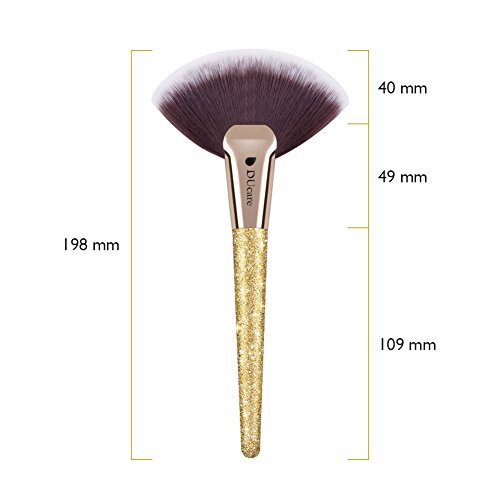 DUcare Professional Fan Makeup Brush Face Highlighting Make Up Cosmetic Tool Golden Glitter