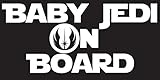 Baby Jedi on Board Decal Sticker Inspired By Star Wars | Decal is White | Car or Truck Decal | 7.25 X 3.25 In | KCD191