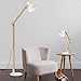 Tomons Wood Floor Lamp, Adjustable Head Reading Light, Nature Rubber Wood, 8W Warm White LED Light, 40W E26 Incandescent Lamp, 57.8