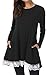 Taydey Women Lace Long Sleeve Tunic Top Casual Blouse With Pockets?Black XL