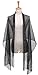 Cizoe 1920s Gatsby Weddings Evening Scarfs,Sheer Glitter Sparkle Piano Shawl Wrap (Metallic Black)