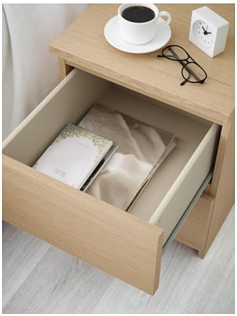 white stained oak veneer nightstand