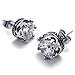 KONOV Vintage Stainless Steel CZ Men's Royal Crown Stud Earrings Set, 2pcs, Color Silver