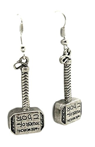 Marvel Thor Hammer Text Logo Earring Dangles In Gift Box from Outlander