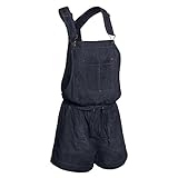 Women's Short Denim Romper Overalls with Pockets