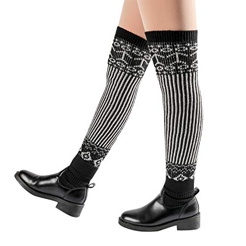 DREAM SLIM Colourful Striped Knitted Crochet Knee High Leg Warmers Boot Leg Cuffs Slouch Socks