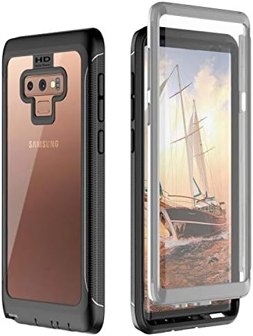 yDreamj Samsung Galaxy Note 9 Case, Full-Body Rugged Clear Bumper Case with Kickstand Built-in Screen Protector Wireless Charging Support for Samsung Galaxy Note 9