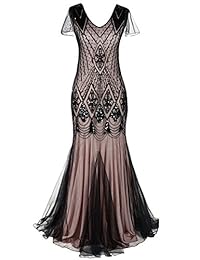 MAYEVER - Vestido de fiesta con lentejuelas y dobladillo de sirena de los años 20, vestido de fiesta de noche, talla grande A80