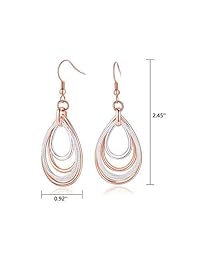 carfeny arete Rose Gold Multilayer Crystal Dangle Earrings para Mujer hipoalergénico