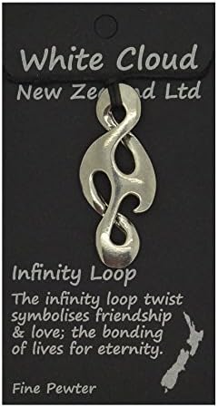 Handmade New Zealand Reflected Infinity Loop Pewter Pendant on Waxed Cord