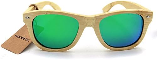 100% Bamboo Sunglasses Women Men Polarized Lens Wood Glasses (Green, Polarized)