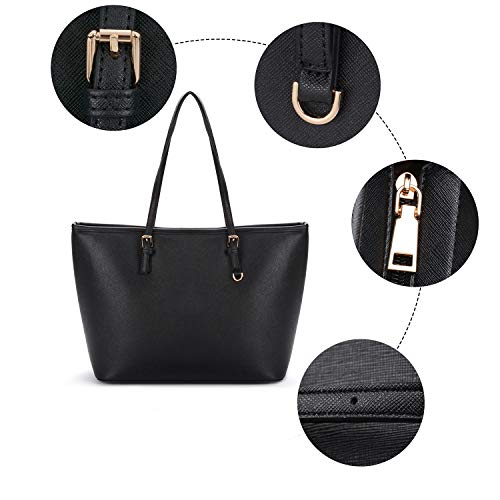 COOFIT Black Tote Purses and Handbags for Women, Tote Handbags Women Purses Shoulder Bag Pocketbooks Purses - Thumbnail 5