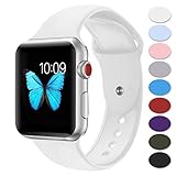 Sport Band Apple Watch 38mm,Misker Soft Silicone Strap Replacement Wristbands for Apple Watch Sport Series 3 Series 2 Series 1 Nike+ Sports and Edition (38SM White)