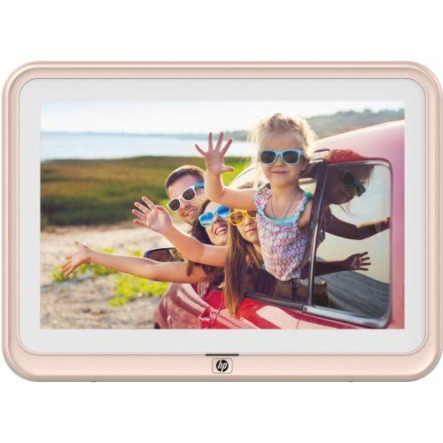 Digital Picture Frame, HP 10.1 inch WiFi Photo Frame, 1280x800 HD IPS Display, 8GB Internal Storage, iPhone & Android App, Support Photo, Music, Calendar with Built-in Speakers - Golden - HP