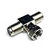Cess F-Type Connector Male to 2 Female Splitter Adapter - F Male to F 2-Female (2 Pack)
