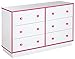 South Shore Logik 6-Drawer Double Dresser, Pure White And Pink, Pure White/Pink, Model: