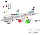 Hoovy Boeing 747 Model Airplane Toy for Kids Electric Airplane with Lights and Sounds Bump and Move Big Airplane for Kids 2 3 4 5 6 7 Years Old