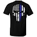 Thin Blue Line Skull USA Flag Men's T Shirt (XL, Black)