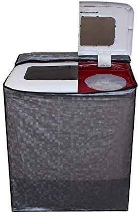 Lithara PVC Top Load Semi Automatic Washing Machine Cover For 6 kg, 6.2 Kg, 6.5 Kg, 7 Kg | Size : 58.4 x 58.4 x 88.9 Cm | (Grey)