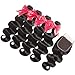 Flady Brazilian Body Wave Human Hair 4 Bundles with Closure Unprocessed Virgin Brazilian Hair 4 Bundles with 4x4 Closure (16 18 20 22+14)