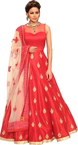 ShreeBalaji women's Taffeta Red Colour Heavy Embrodary Work Lehenga Choli/ Chaniya Choli ( Women's_FreeSize_RedColour_mfgn104) Lehenga Choli for Wedding And Bridal Or partyWear