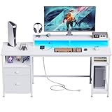 Furologee 61" Desk with LED Light & Power