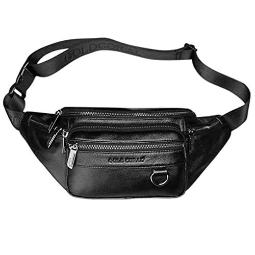 Leather Fanny Pack Waist Bag for Men Women Outdoor Travel Walking Hiking Camping Phone Pouch Wallet Casual Daypack