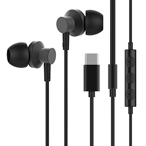 Ralyin USB Type C in Ear Headphones Wired Mater Earbuds with Mic Stereo High Bass Headset Type-c Earphones Volume Control
