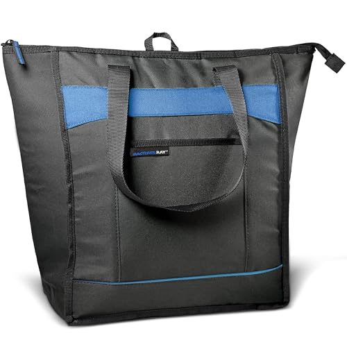 Rachael Ray Chillout Soft Cooler Bag, Large Reusable Insulated Grocery Bag with Zippered Top, Travel Tote for Hot or Cold Food, Grocery Tote Bag
