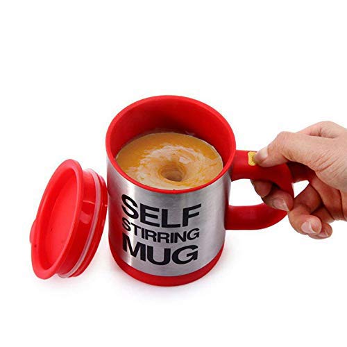 Zeerkeer Self Stirring Coffee Mug Cup, Electric Stainless Steel Automatic Self Mixing & Spinning Mug Lazy Self Mixing Mug Spinning Thermos Cup for Office Travle Home(Black)- 400ML/ 13.5 oz
