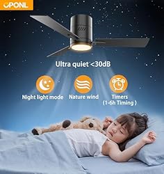 OPONL Black 42 inch Ceiling Fan with Light, Remote