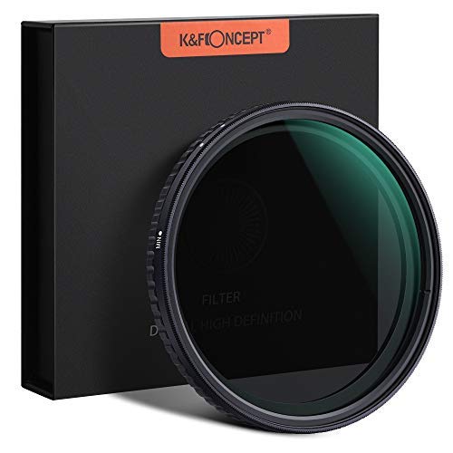 K&F Concept 62mm Fader ND Filter Without Cross, Neutral Density Variable Filter ND2 to ND32 for Camera Lens NO X Spot,Nanotec,Ultra-Slim,Weather-Sealed