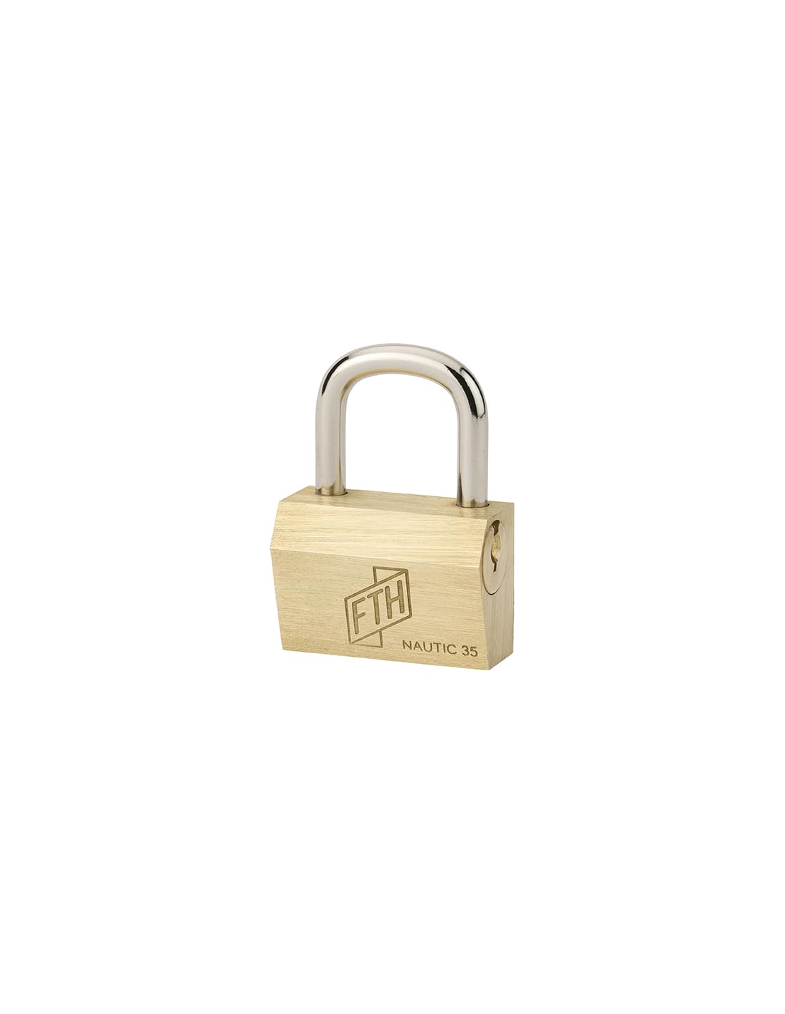 THIRARD 00021020 Cadenas FTH NT Padlock, Solid Brass Body and Hardened Steel Shackle, Side Open, 35mm Base, 3 Toothed Keys, 35 mm