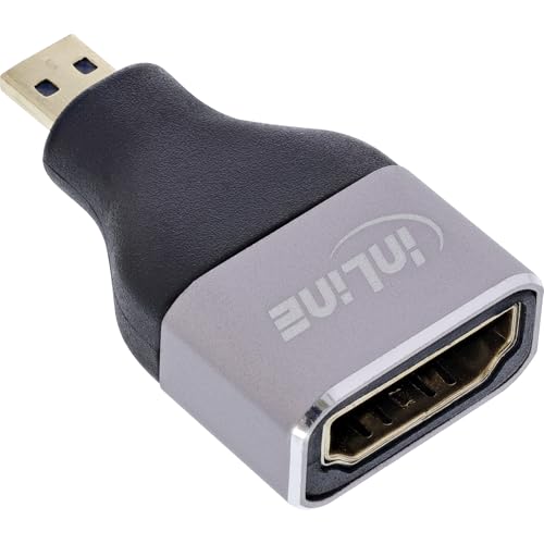 Inline Adaptateur HDMI A Femelle vers Micro D mâle 8K UHD Contacts plaqués Or Boîtier en Aluminium pour raccordement et rallonge de câbles HDMI 17991B