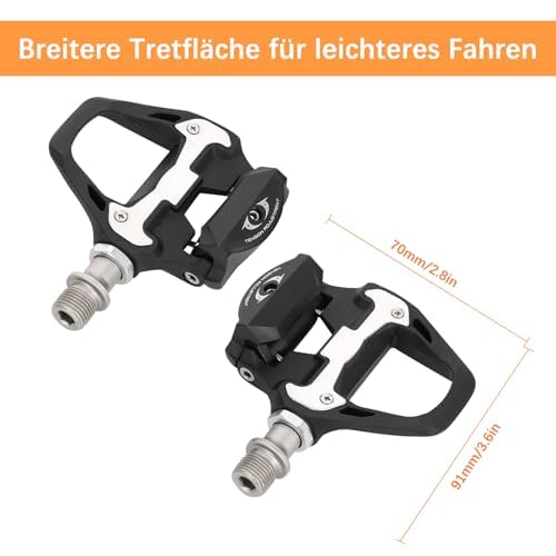 Für Rennradpedale, R21 Self Locking Clipless Fahrradpedale mit Cleats Set, Aluminiumlegierung 9/16“ Radfahren Pedale kompatibel mit für -SL-System 7