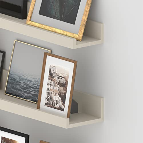 Giftgarden 24 Inch Ivory White Floating Shelves for Wall, Wooden Wall