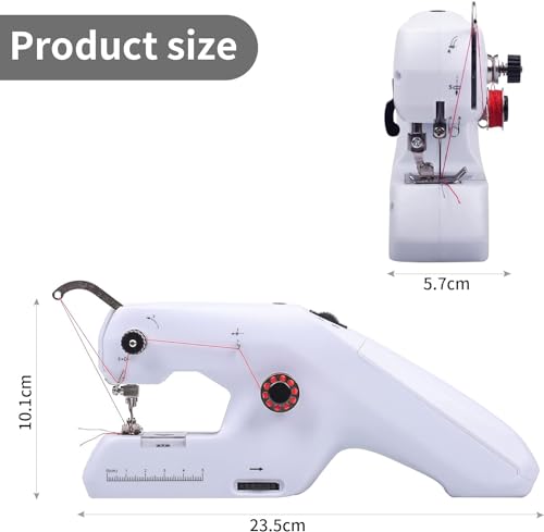 Máquina de coser a mano, mini máquina de coser eléctrica portátil, doble hilo, equipada con aguja e hilo, fácil de aplicar, para principiantes, aplicable a ropa, cortinas
