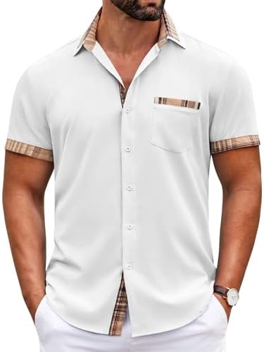 COOFANDY Mens Short Sleeve Dress Shirts Casual Wrinkle Free Shirt Plaid  Collar Summer Button Down Shirts price in Saudi Arabia | Amazon Saudi  Arabia
